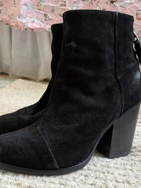rag & bone Black Suede Block Heel Ankle Boots
